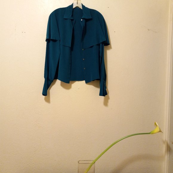 Vintage Silk Cape/Trench Blouse - Picture 12 of 16
